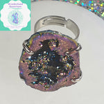 Load image into Gallery viewer, Wonderland Beautique - Rainbow Titanium Aura Druzy Geode Ring