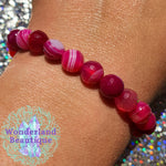 Load image into Gallery viewer, Faceted Pink Banded Agate Bead Bracelet 8mm