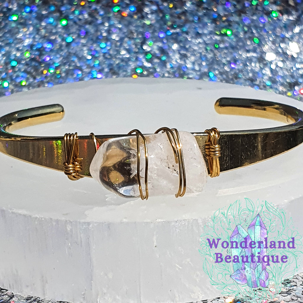 Wonderland Beautique - Clear Quartz Crystal Cuff Bracelet