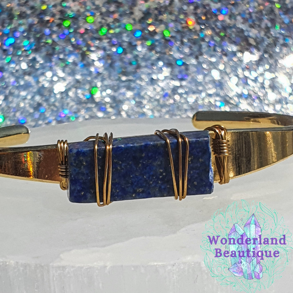 Wonderland Beautique - Lapis Lazuli Crystal Cuff Bracelet