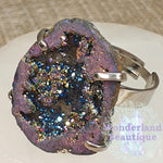 Load image into Gallery viewer, Wonderland Beautique - Rainbow Titanium Aura Druzy Geode Ring
