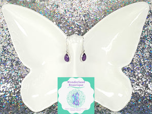 Wonderland Beautique - Teardrop Amethyst Earrings (Med)