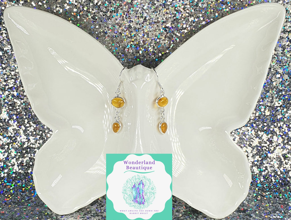 Wonderland Beautique - Double-Drop Amber Earrings