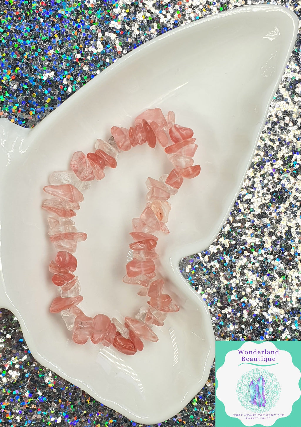 Wonderland Beautique - Strawberry Quartz Chip Bracelet