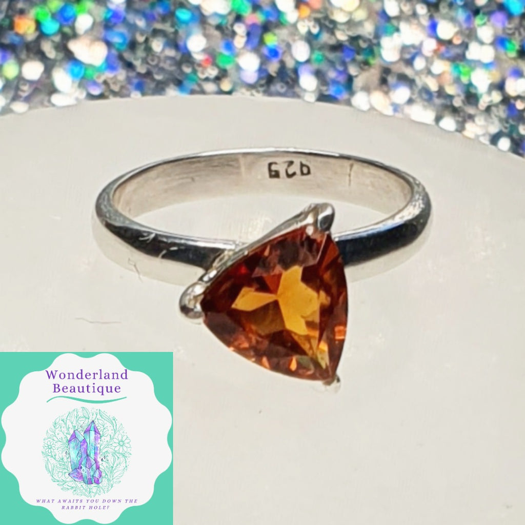 Wonderland Beautique - Brandy Citrine Triangle Facet Ring