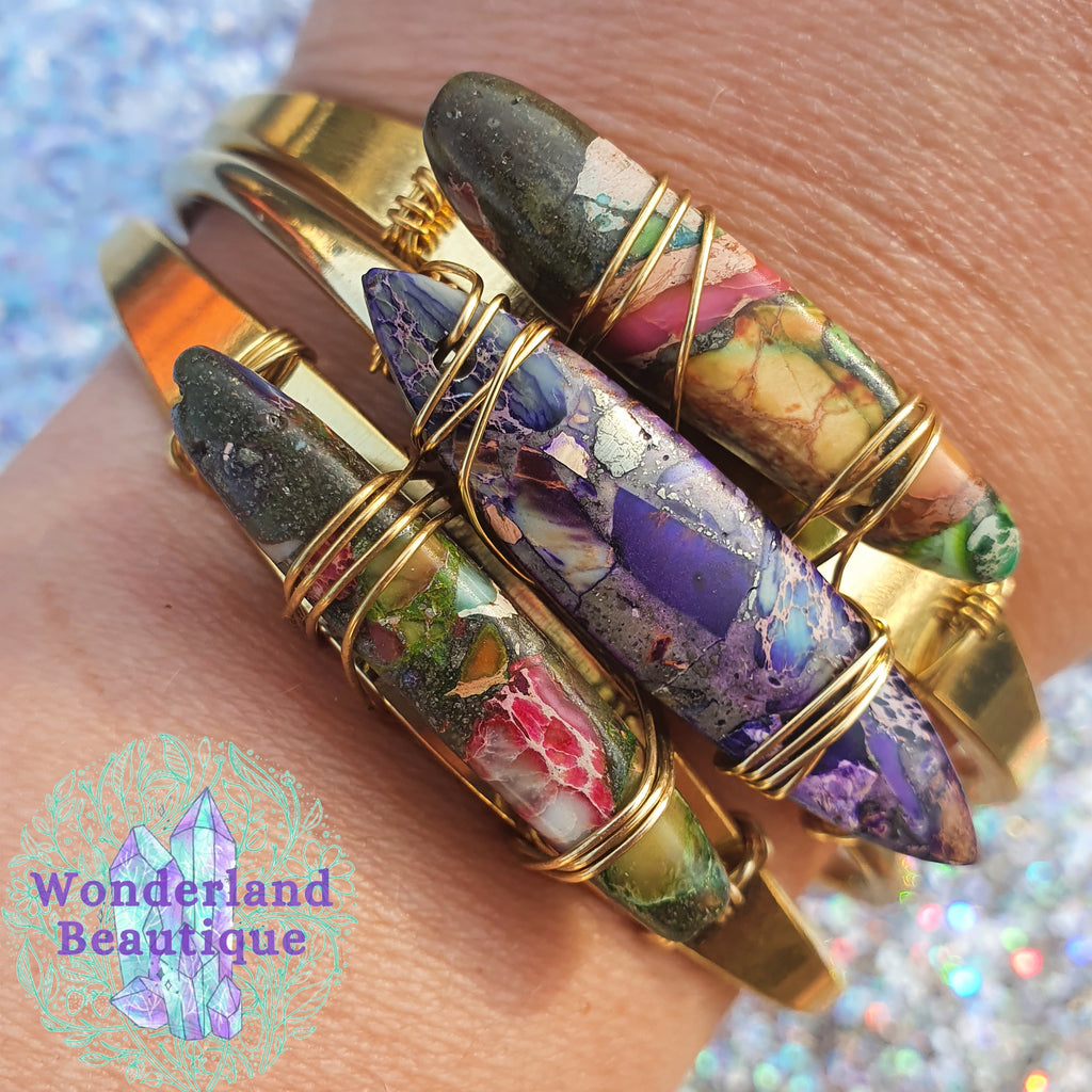 Wonderland Beautique - Picture Jasper Crystal Cuff Bracelet
