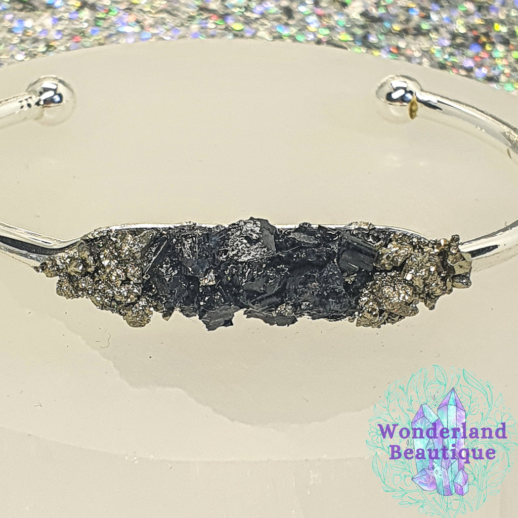 Wonderland Beautique - Raw Black Tourmaline Cuff Bracelet